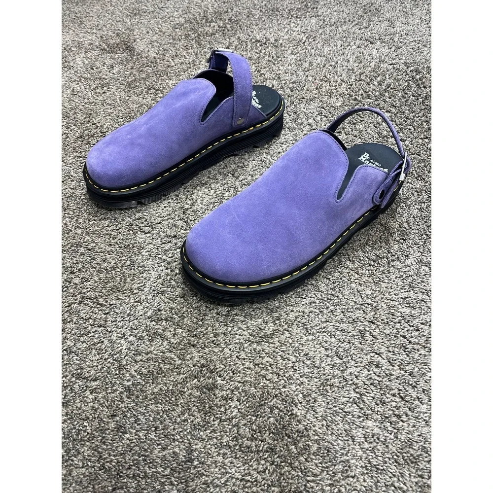 Dr Martens Zebzag Mules Mens 14 Purple Suede Leather Platform Slingback Strap